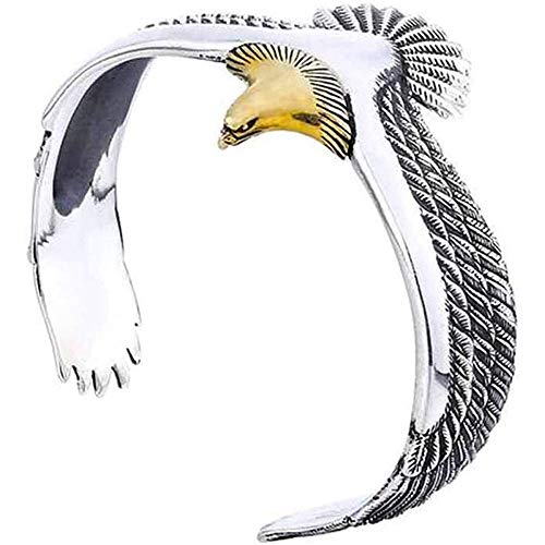 S925 Sterling Silver Eagle Cuff Bracelet Men Women Creative Open Bangle Cuff Jewelry Adjustable Eagle Cuff Wrisband Open Ended Bangle Couple Bracelet for Valentine s Day -Gold