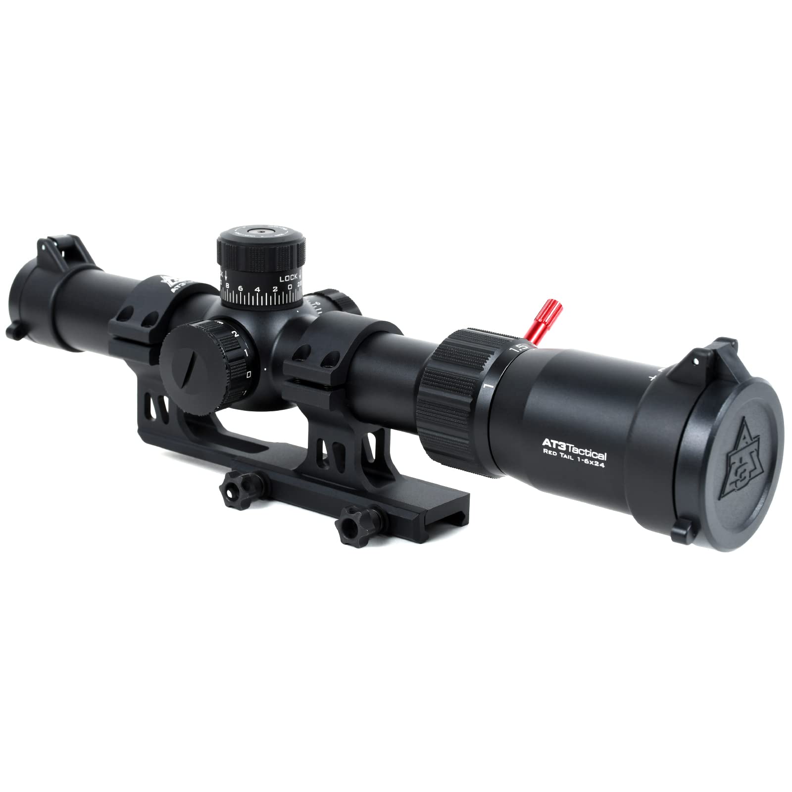 AT3 Tactical 1-6x24 Red Tail Rifle Scope with Mount - 1-6x Magnification - Illuminated BDC Reticle