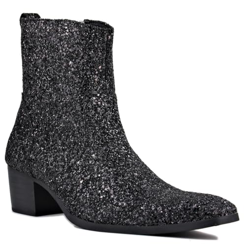 Dress Boot for Men Glitter Chelsea Designer Boots Casual shoes Side Zipper Ankle Boots