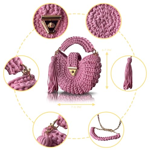 Image of Evening Clutch Bag for Women, Handmade Crochet Wedding Party Purse, Small Flap Formal Crossbody Handbag Evening Clutch