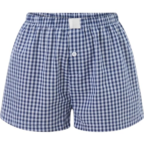 Image of Womens Y2k Plaid Shorts Women Cute Lounge Pajama Sleep Comfy & Casual Gingham PJ Boxer Shorts
