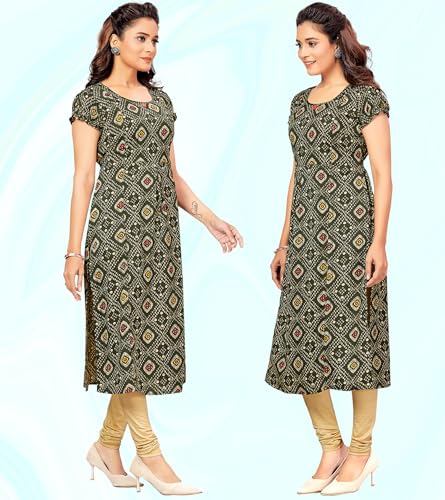 Image of RITIJYA Maternitywear Poly Viscose Straight Feeding Kurtis for Women with Zip | Maternity Dress for Nursing & Pregnancy (9089 40,Energetic Green)