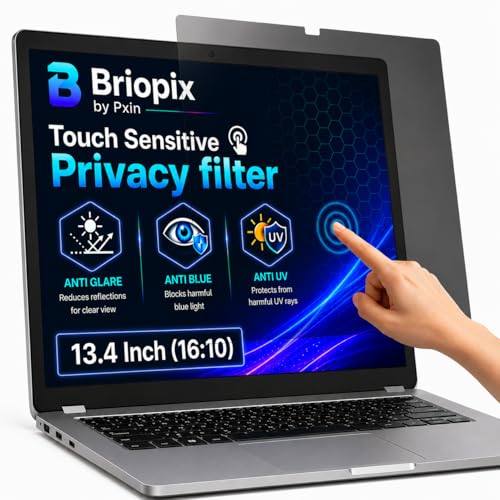 Image of Briopix Aura 13.4 Inch (16:10) | Touch Sensitive Privacy | Anti Blue | Anti Glare | UltraThin | UV Block & BLUVLIGHT Block Layer | Privacy Filter compatible with HP /Dell /Lenovo /Asus /Acer