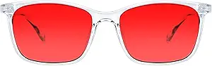TIJN Sleep Glasses for 99.9% Blue Green Light Blocking Dual AR Coatings Red Lens for Computer Gaming Reduce Eyestrain, TR90