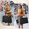 RAINSMORE Sac Cabas Femme Grand Sac à Main Sac Ordinateur Portable 15.6 Pouces Sac de Cours PU Cuir avec Pochettes et Clutches pour Affaires Travail #5