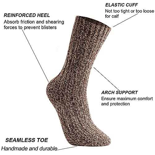 GLENMEARL 3 Pack Womens & Mens Merino Wool Hiking Socks Winter Thick Warm Boot Crew Socks for Men & Women2