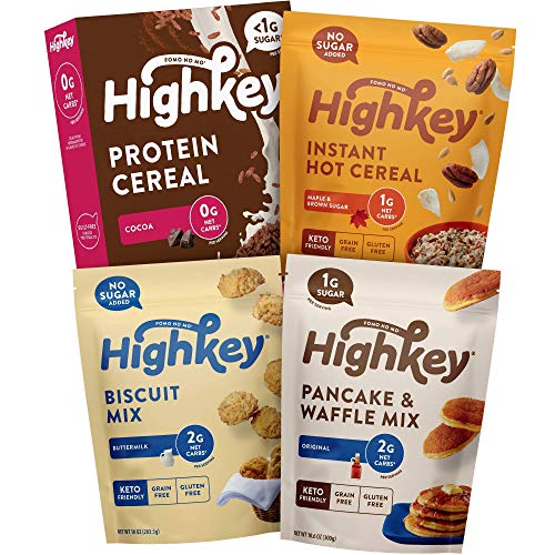 HighKey Protein Snacks - Keto Breakfast Cereals - Low Carb Baking Mixes - Grain & Gluten Free Treats - Non GMO Food - Paleo, Diabetic, Ketogenic Friendly - Healthy Grocery Foods - Breakfast Bundle