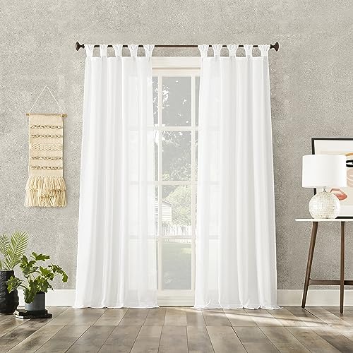 No. 918 62336 Reman 2-Pack Twist Tab Linen Texture Semi-Sheer Tab Top Curtain Panel Pair thumb #4