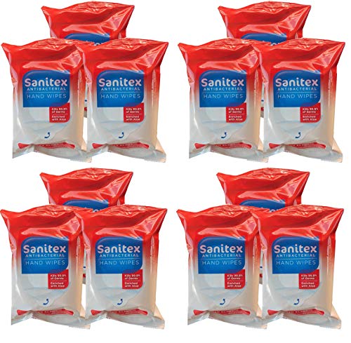 Sanitex Hand Wipes, Fresh Scent, 12 Packs of 20 Wipes