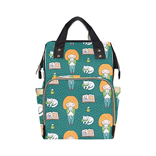 Blonde Mädchen Ingwer Katze Wickeltaschen Rucksack Mama Papa Ändern Große Kapazität Multifunktionsdruck Wickeltasche Rucksack Für Baby Mädchen Jungen