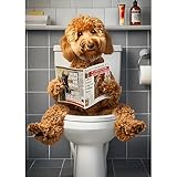 QINRUBB DIY Welpe Liest Zeitung Diamond Painting Erwachsene, 5D Toilette Diamant Painting Bilder Anfänger, Runder Vollbohrer Hund Diamant Kunst Kits Kreuzstich Geschenke Home Wand Dekor 30x40 cm