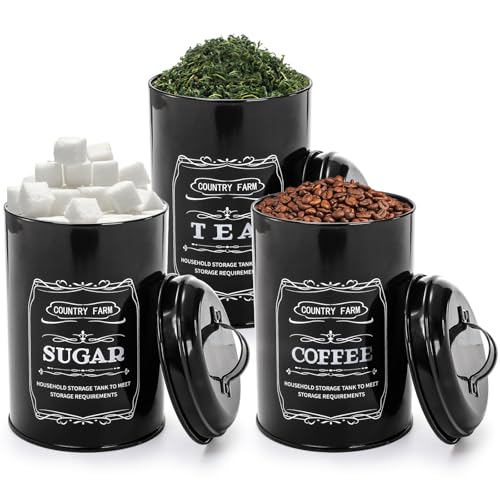 yarlung-Metal-Bread-Box-with-3-Kitchen-Canisters-Set-Large-Black-Farmhouse-Bread-Tin-for-Kitchen-Countertop-Coffee-Tea-Sugar-Canister-with-Lid-for-Pantry-Organizer-Home-Storage yarlung Metal Bread Box with 3 Kitchen Canisters Set Large Black Farmhouse Bread Tin for Kitchen Countertop Coffee Tea Sugar Canister with Lid for Pantry Organizer Home Storage