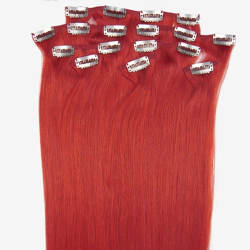 8PCS 100% Remy Real Human Hair Clip in Extensions 20" Straight (1B Natural Black)