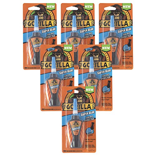 Gorilla Micro Precise Super Glue, 6-Pack, Clear, 6 Pack