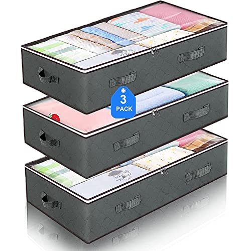 Bolsa de Almacenamiento Ropa Bolsa Almacenaje de Tela Resistente y Transpirable con Asas Reforzadas Gran Capacidad para Ropa Mantas Almohadas Edredón (100L-3Piezas) Cover