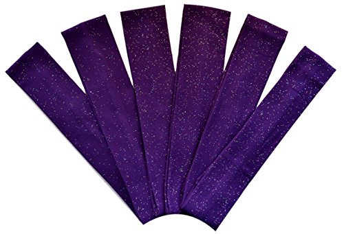 Funny Girl Designs SET OF 6 2 Inch Wide SPARKLING GLITTER Cotton Stretch Headbands Official Headbands (PURPLE)