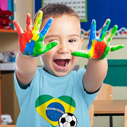Toddler T-Shirt Heart Flag Soccer Ball Brazilian Soccer Brazil Football Football Cotton Brazilian Soccer Boy & Girl Clothes Soccer Ball Baby Funny Tee Hot Pink Design Only 7T