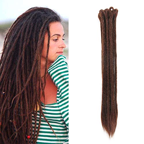 Dsoar Dreadlock Extensions For Women/Men Handmade Synthetic Dreads 20 inch 12 Strands Fashion Hip-Hop Style Crochet Braiding Hair(33#,Deep auburn)