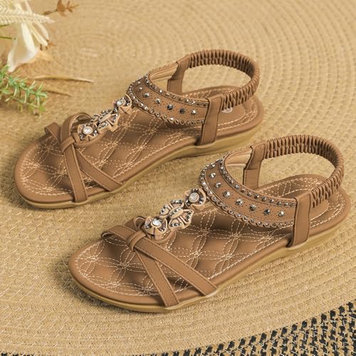 Womens Sandals Flat Dressy Summer Sandals for Women Open Toe Bohemian Casual Beach Shoes4