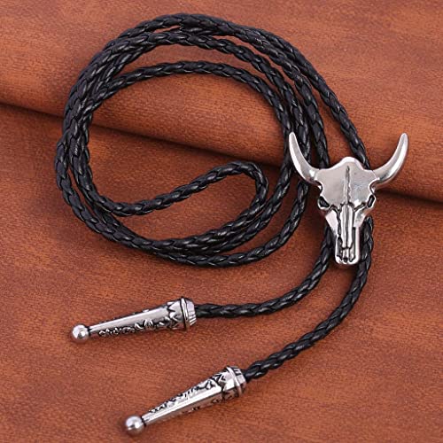 Image of HUABOLA CALYN Native American Bolo tie Rodeo Cowboy Leather Necktie Western Bolo ties for Men Women Necktie for Concert Fans