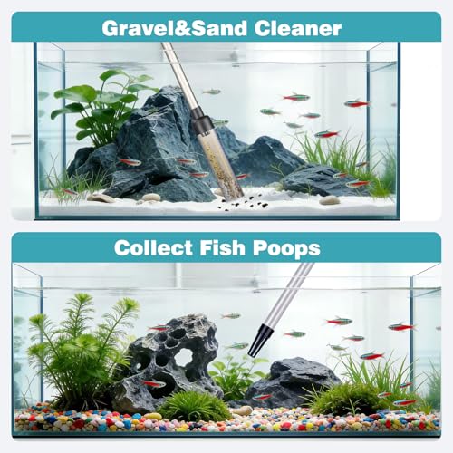Image of Carefree Fish Aquarium Gravel Vacuum Sand Cleaner with 6Ft Pipe Fish Tank Water Changer Adjustable Length ABS(for 3~8Gal Tank)