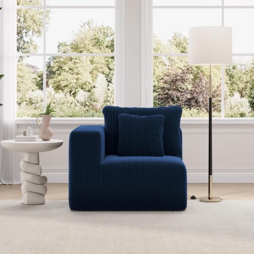 Image of Novilla Modular Sectional Sofa, Modern Cloud Sectional Couch with Smarts Coil Support, Upholstered Boneless Couch for Living Room Apartments Bedroom, No Assembly Required, Blue (Left-Arm Chair)