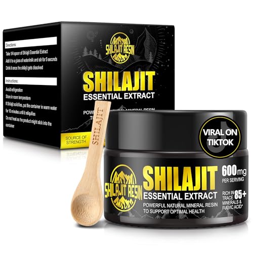 Shilajit Original Himalaya, Résine Shilajitn Hautement Concentrée, Résine Shilajit Naturelle, avec Plus de 85 Oligo-Éléments et Acide Fulvique, pour Homme...