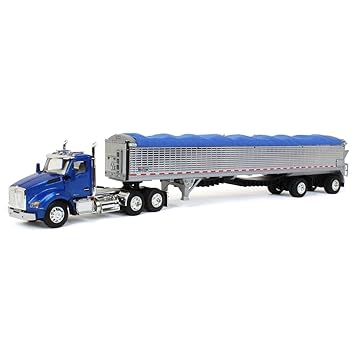 DCP 1/64 Blue Kenworth T880 w/Chrome Wilson Patriot Spread-Axle Belt Trailer 60-1362