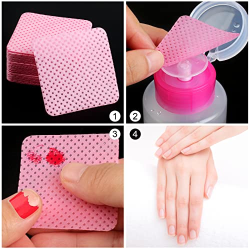 400 pieces nail cotton pads1 pull-down pump dispenser bottlesuper absorbent soft non-woven eyelash glue wipesnail polish dehumidifier for eyelash extension products and nail oil bottlepink white
