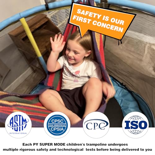 55″ Trampoline for Kids - Toddler Trampoline with Adjustable Gymnastic Bar, Indoor/Outdoor Enclosure Net, No-Gap Safe Design, Up to 220 lbs, Gift for Boys & Girls - Image 3