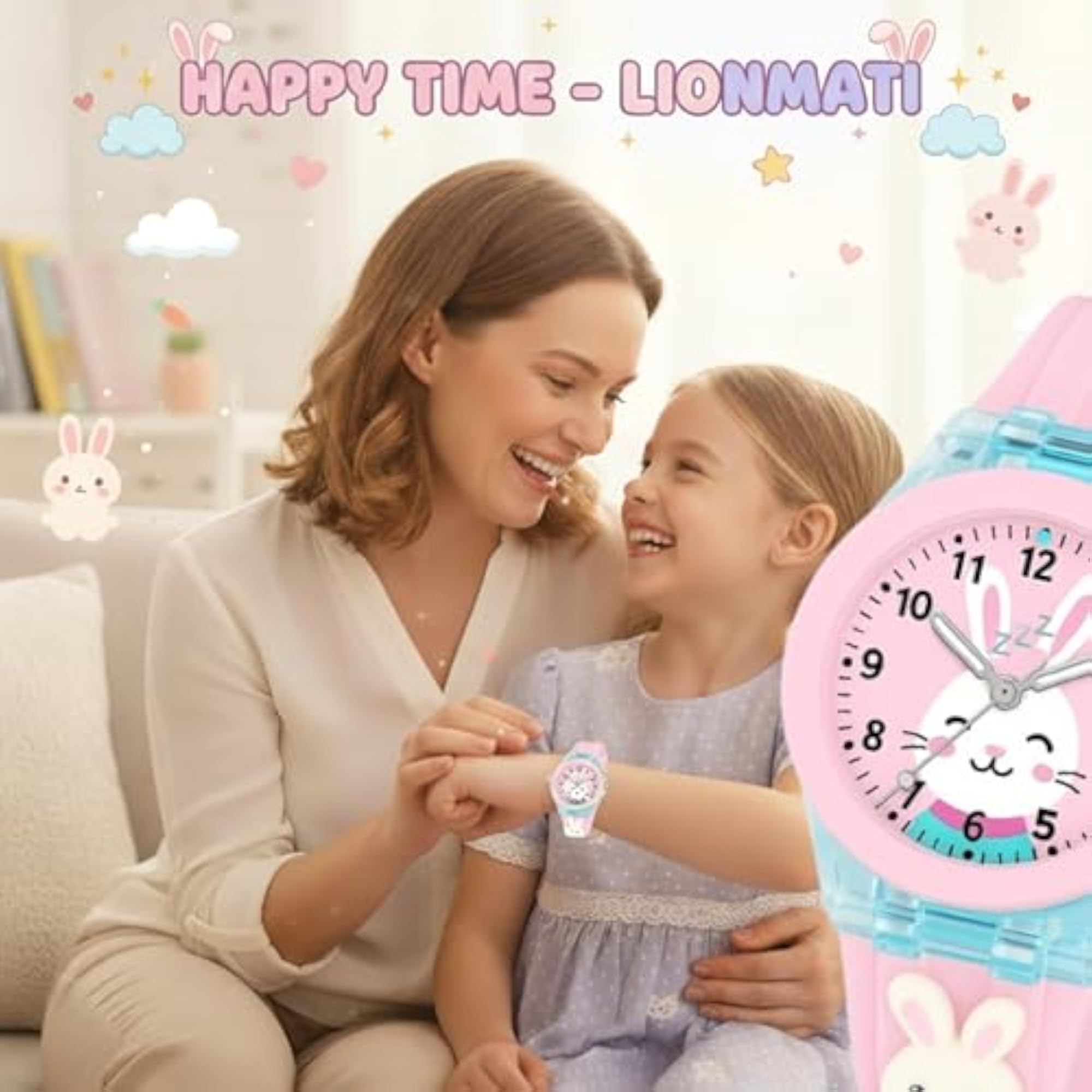 Rabbit Cartoon Watch for Girls Ages 3-12