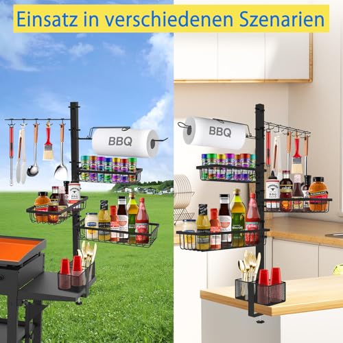 Grill-Caddy für Blackstone Grill zubehör, Grillzubehör mit Papierhandtuchhalter, Outdoor-Küchenzubehör für Camper, Grillzubehör, Organizer, Geschenke Geburtstagsgeschenk für Männer Papa 5