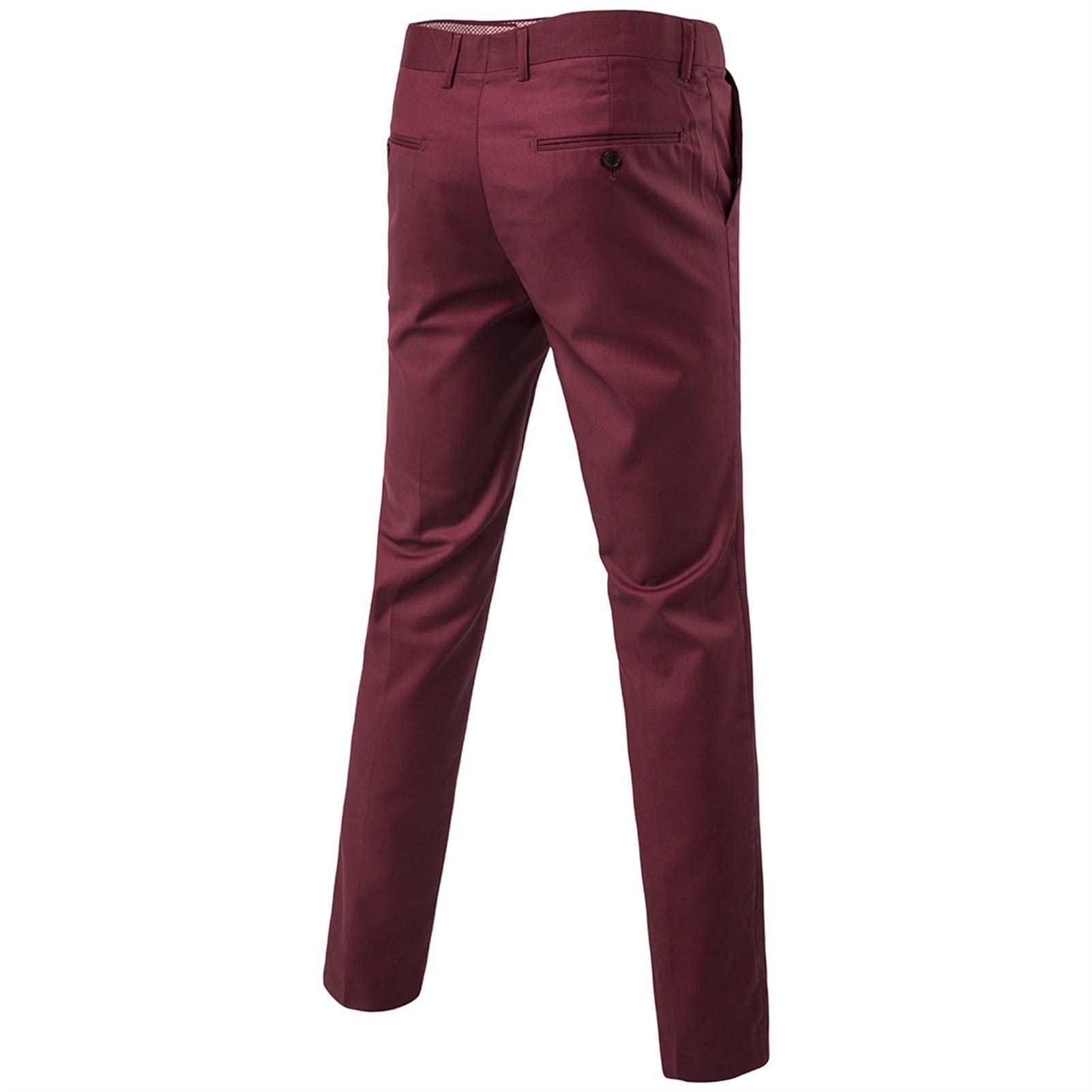 Men's Stylish Slim Stretch Pant Solid Color Skinny Fit Comfort Suit Pant Lightweight Comfort Business Trousers (Red,X-Large)