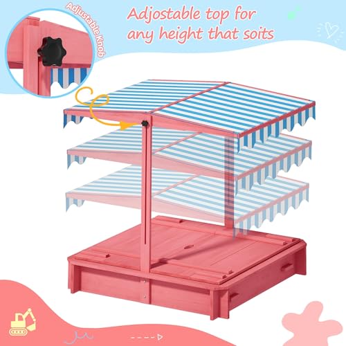 Sandbox with Lid and Canopy, Wood Kids Sandbox - image 6