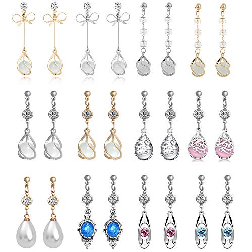 12 Pairs Teardrop Crystal Drop Dangle Earrings for Women Girls Cubic Zirconia Hoop Earring Threader Earrings Jewelry Set Christmas Gifts
