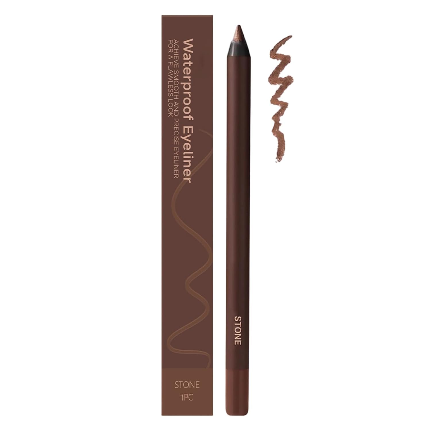 24 Hr Waterproof Eyeliner Duo Sharpenable Eye Pencil, 2025 Upgrade Persona Eyeliner Pencil Waterproof, Long Lasting Eye Liner for Daily Makeup, No Smudging, Fading, Smooth And Easy To Color (Stone)