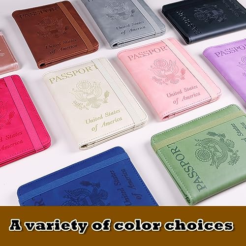 Image of Melsbrinna Premium Leather Passport Holder Covers Case, Waterproof Rfid Blocking Travel Wallet Passport Holder with Pen Holder, Cute Passport Book for Women /Men