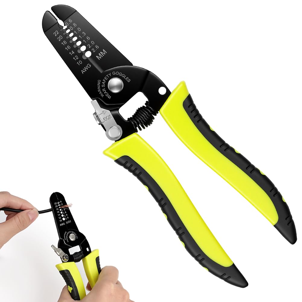 APXEL 10-22 AWG Wire Stripper Cutter, 7" Wire Stripping Tool