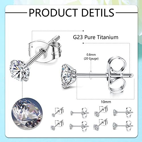 Staligue Titanium Stud Earrings for Sensitive Ears 2-5MM Cubic Zirconia Ball Dot Hypoallergenic Implant Grade Pure Titanium Earrings Studs for Women2