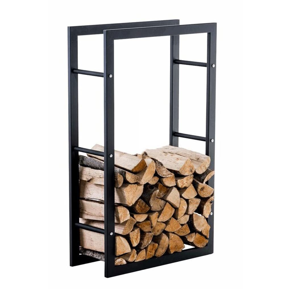 Étagère à bois de cheminée, rangement en fer forgé robuste, design amovible pour utilisation en intérieur/extérieur, support pour bois de cheminée