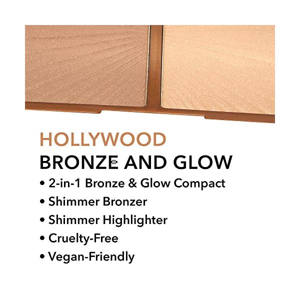 W7 Hollywood Bronze & Glow - Pressed Powder Duo Shimmer Bronzer & Highlighter - Contouring & Highlighting Vegan Makeup
