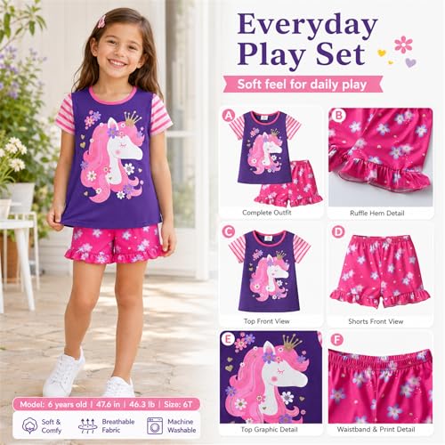 Image of VIKITA girls summer clothes toddler tshirts & shorts clothing sets cute birthday gifts for little kids
