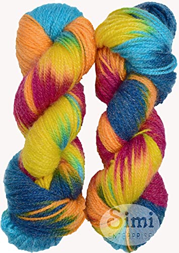 Image of Glow Knitting Yarn Wool, Rainbow 2 400 GMS Woolen Crochet Yarn Thread. Best Used with Knitting Needles, Crochet Needles-CB Art-ABAF