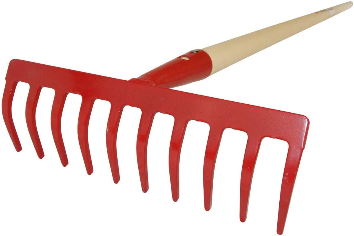 SHW-FIRE Set: Garten Rechen mit 10 Zinken und Gartenhacke mit Herzblatt | Für Garten & Bodenbearbeitung | Beete vorbereiten & Erde einebnen | Lockern & Erde verteilen | Rechen ideal für schmale Beete