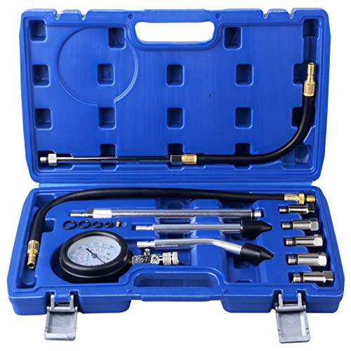 DAYUAN 11PCS Engine Cylinder Compression Tester Kit Petrol Fuel Pressure Gauge Diagnostic Tool Compression Tester Set for Motorcycle Engine Automotive Car