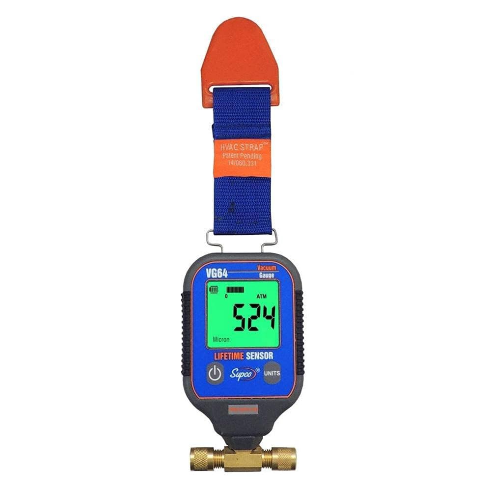 Vuotometro/Micronometro digitale portatile (intervallo: da 0 a 19.000 micron) Elevata precisione di Supco VG64 per sistemi di refrigerazione, test di compressori, pompe per vuoto