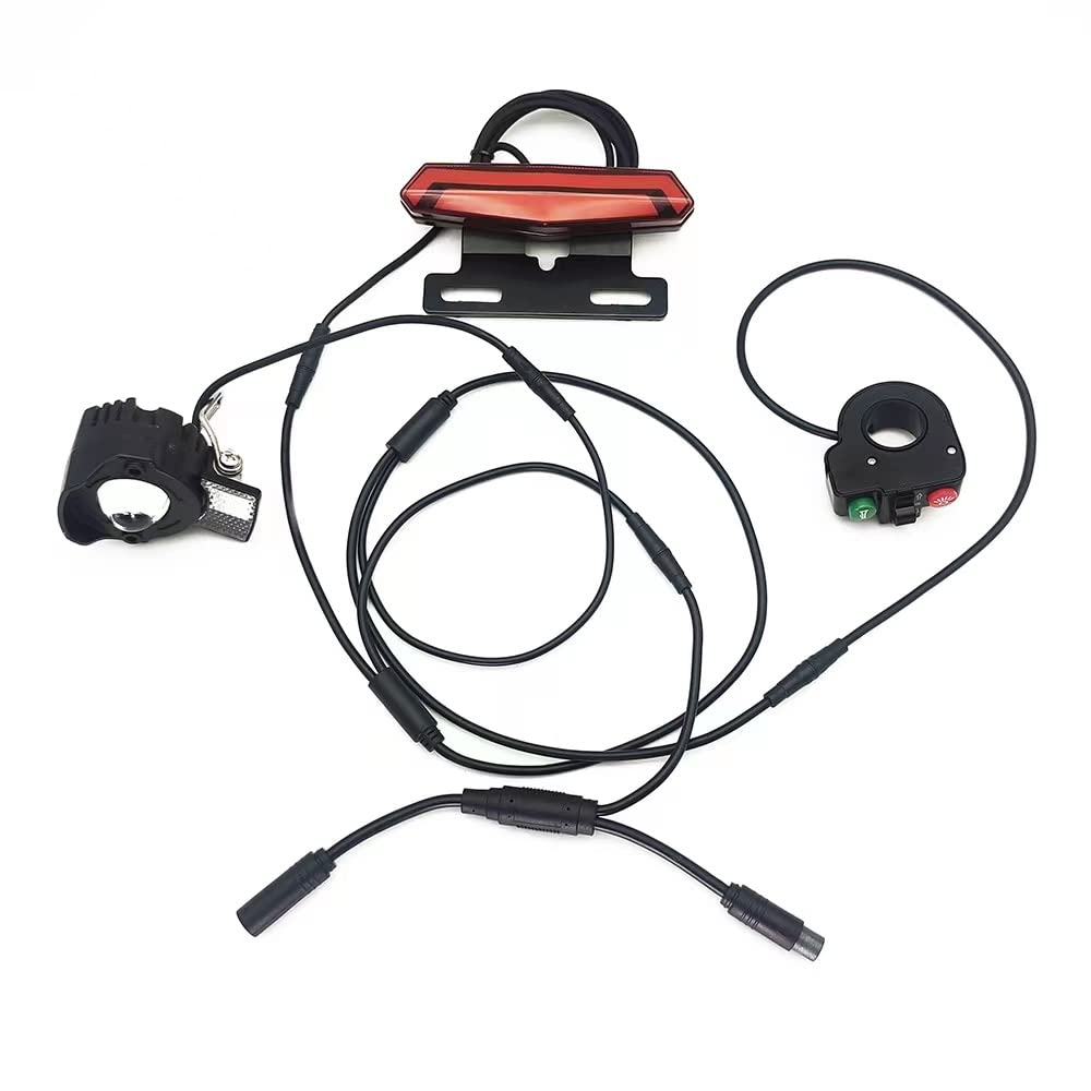 36V 48V E-Bike Front and Rear Light Brake Lamp Kit for Bafang 8Fun Mid Drive Motor BBS01 BBS02 BBSHD Headlight and Tail Light Sets with Turning Light Horn