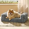 Bedsure Orthopedic Dog Bed for Small Dogs, Waterproof Memory Foam Small Pet Beds with Sides, Non-Slip Bottom and Egg-Crate Foam Medium Dog Couch Sofa with Washable Removable Corduroy Cover, Grey