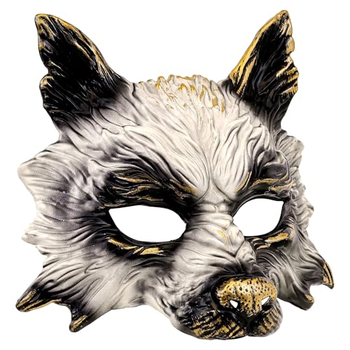 W WIDMANN MILANO Party Fashion - Máscara de lobo para adultos, meia máscara, acessório para fantasia de animais
