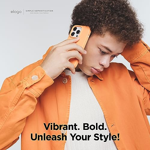 Image of elago Compatible with iPhone 15 Pro Case, Liquid Silicone Case, Full Body Protective Cover, Shockproof, Slim Phone Case, Anti-Scratch Soft Microfiber Lining, 6.1 inch (Orange)